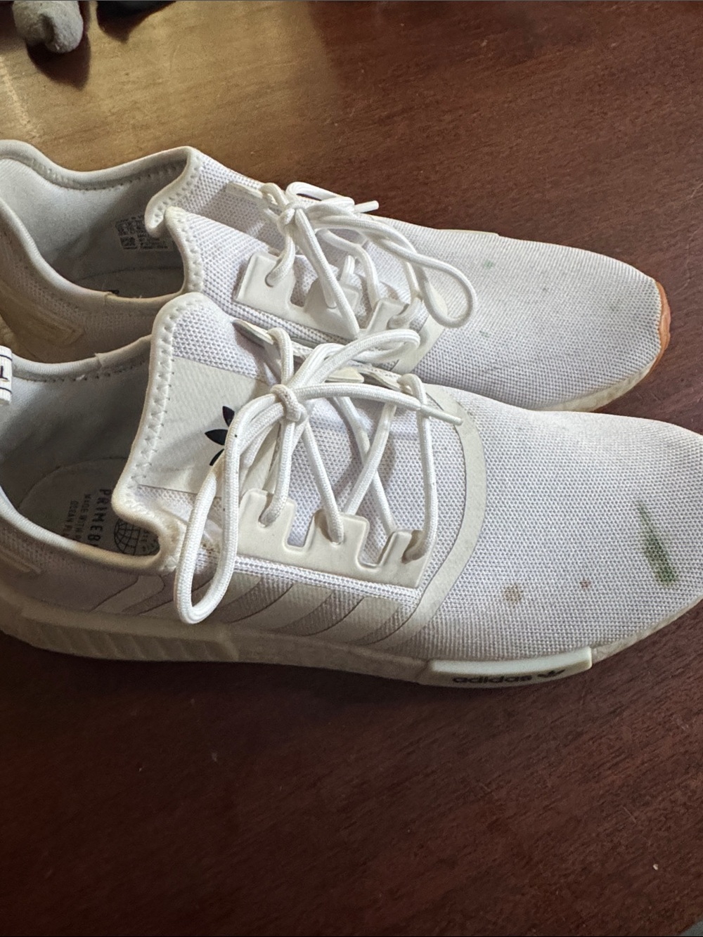 adidas Men’s White Knit Lace-Up Athletic Sneakers